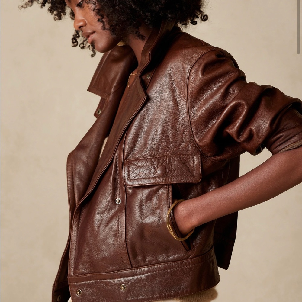 Leather bomber jacket